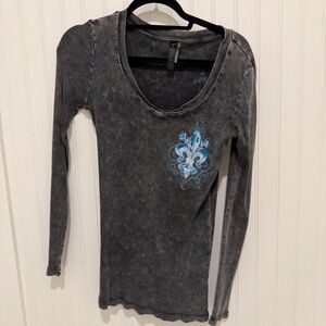 Y2K Grunge Emo Long Sleeve Vneck Small